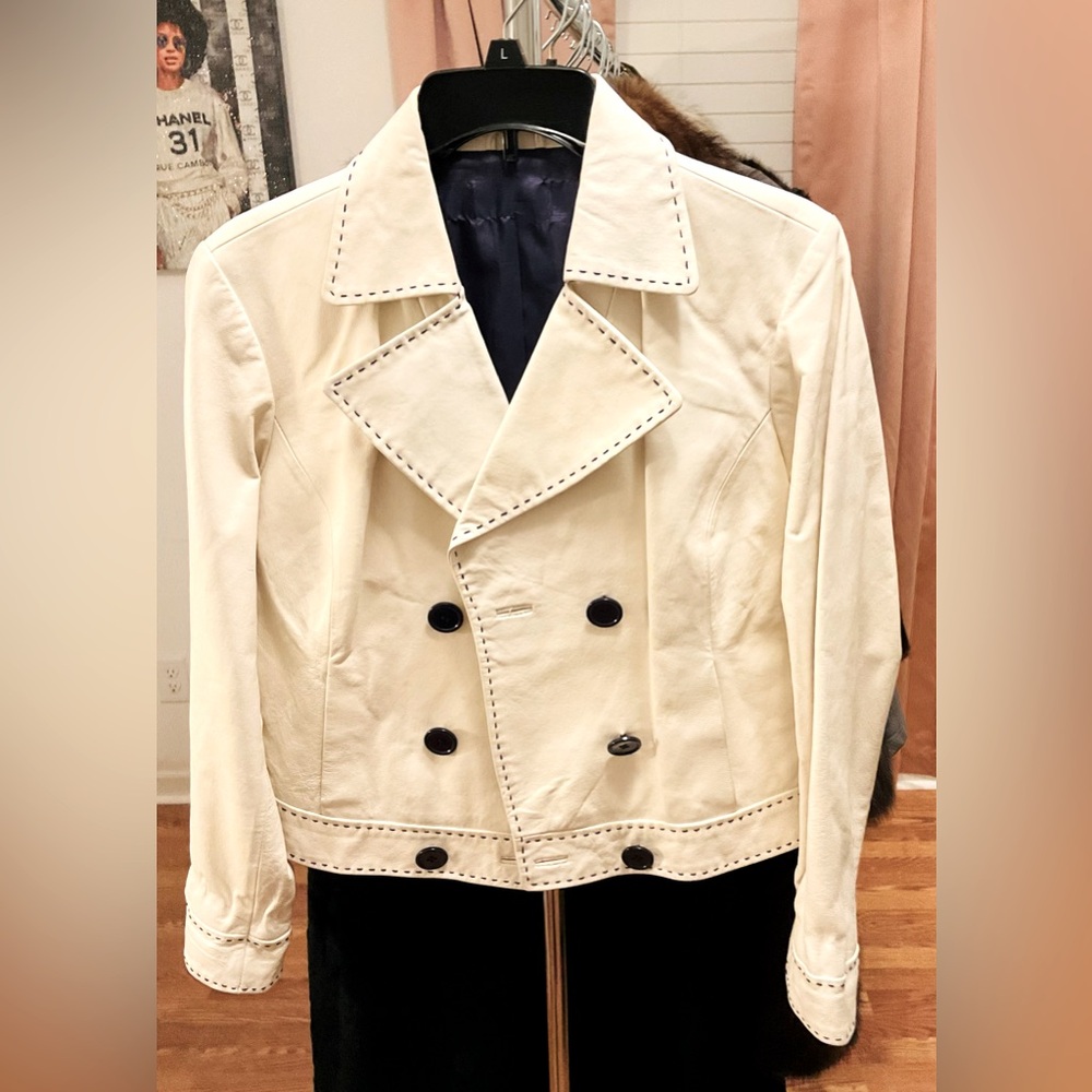 White Leather Jacket.  NWOT